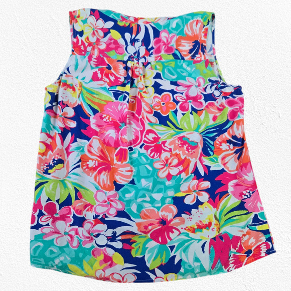 Caribbean Joe Multicolor Sleeveless Tropical Print V Neck Blouse Size Medium - Picture 7 of 7